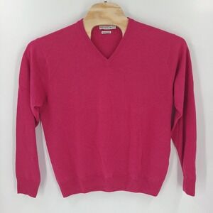 Peter Millar Sweater Mens Large Pink V Neck Pullover Wool Comfort Casual